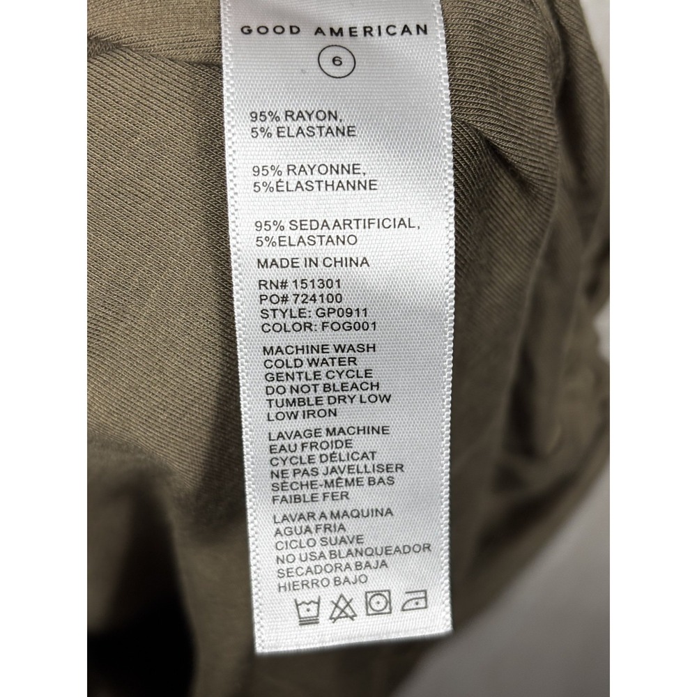 Good American Ruched Midi Dress Womens 6 Olive Fog Bodycon Wedding Guest - Picture 7 of 7